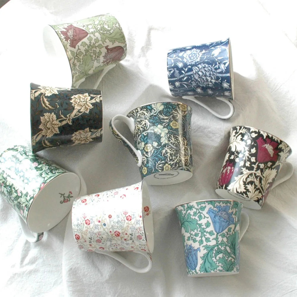 Bone China Mug European Vintage Ceramic Water Cup Personalized William Sea Anemone Dandelion Creative Gift Milk Coffe Cup 400ml