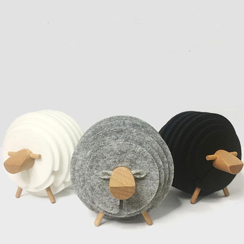 Wooden Sheep Felt Coasters