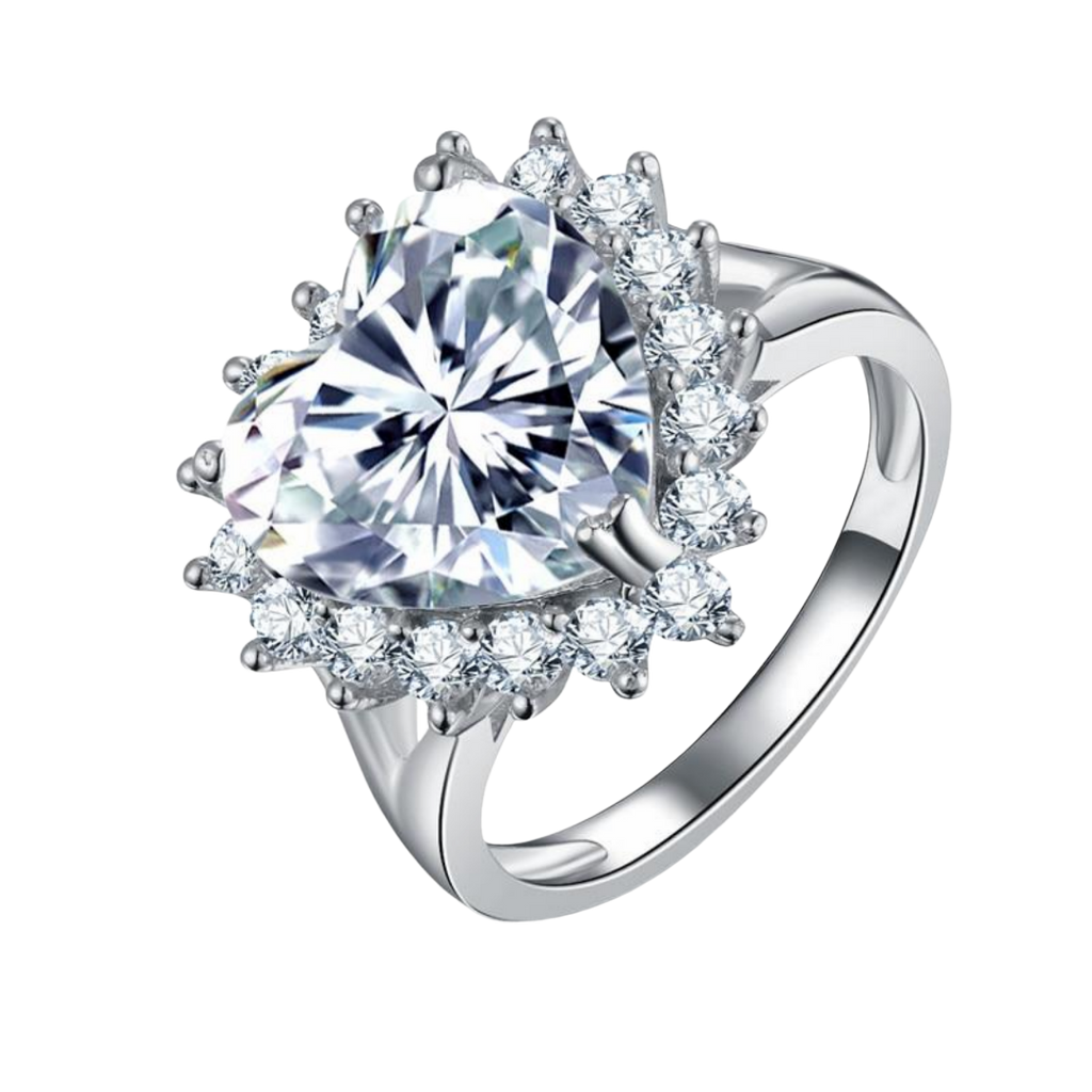 Anillos de plata de ley 925 con corte de corazón para mujer