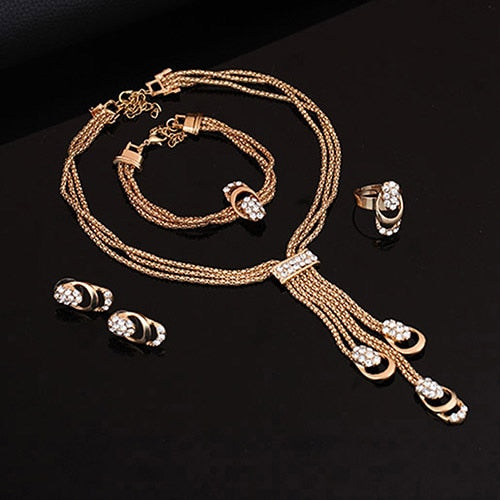 Juego de 4 piezas de joyas para la noche, juego de joyas para fiestas para mujer