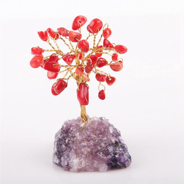 Figura de árbol de piedras preciosas
