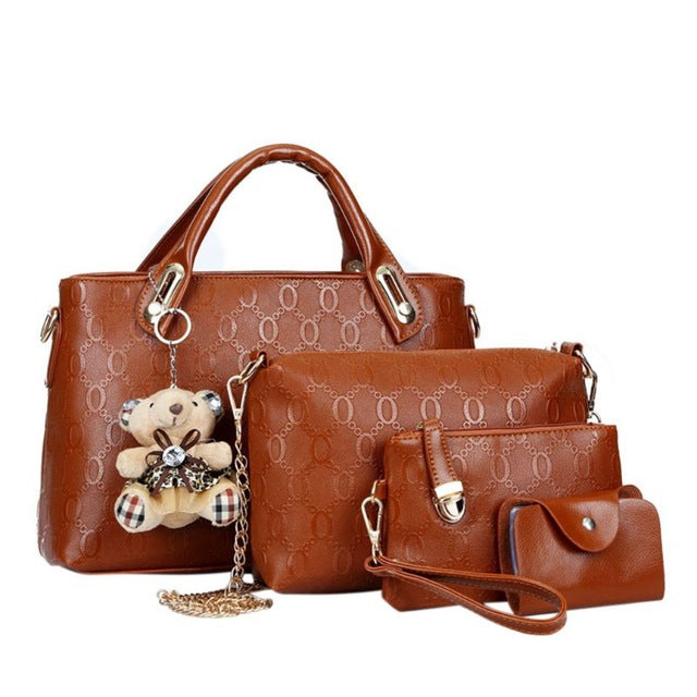 Chain Embossed Leather Handbag