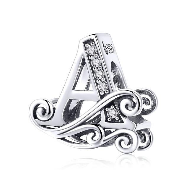 Sterling Silver Letter Alphabet A-Z Charm Name Bead Bracelets