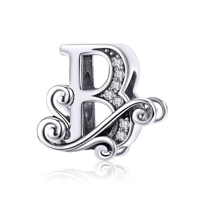 Sterling Silver Letter Alphabet A-Z Charm Name Bead Bracelets