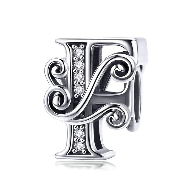Sterling Silver Letter Alphabet A-Z Charm Name Bead Bracelets