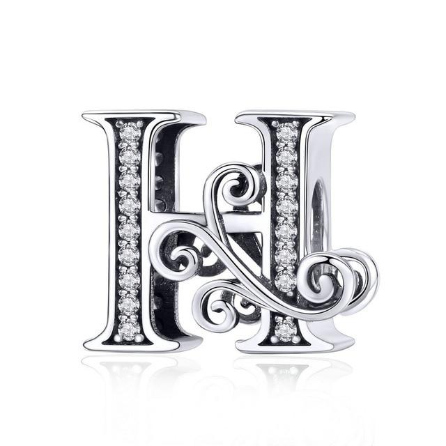 Sterling Silver Letter Alphabet A-Z Charm Name Bead Bracelets