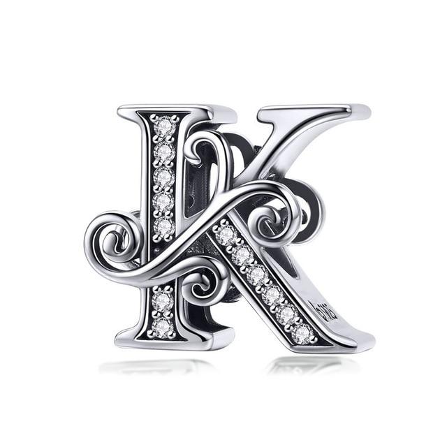 Sterling Silver Letter Alphabet A-Z Charm Name Bead Bracelets