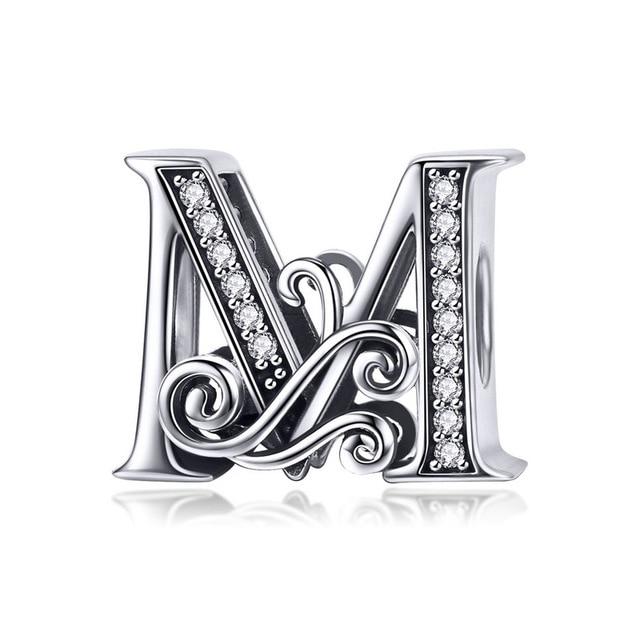 Sterling Silver Letter Alphabet A-Z Charm Name Bead Bracelets