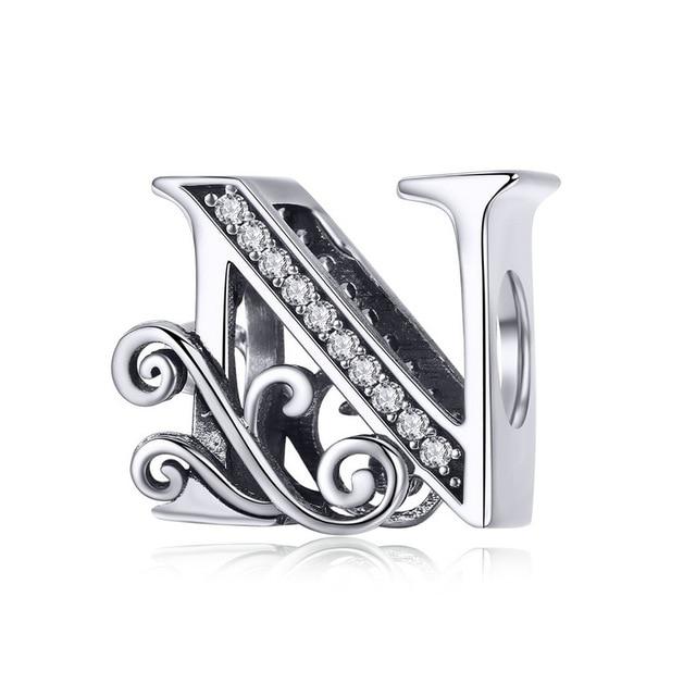 Sterling Silver Letter Alphabet A-Z Charm Name Bead Bracelets