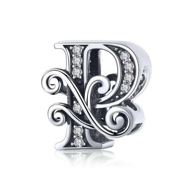Sterling Silver Letter Alphabet A-Z Charm Name Bead Bracelets