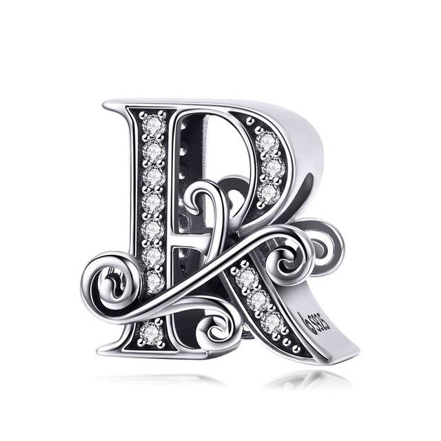 Sterling Silver Letter Alphabet A-Z Charm Name Bead Bracelets