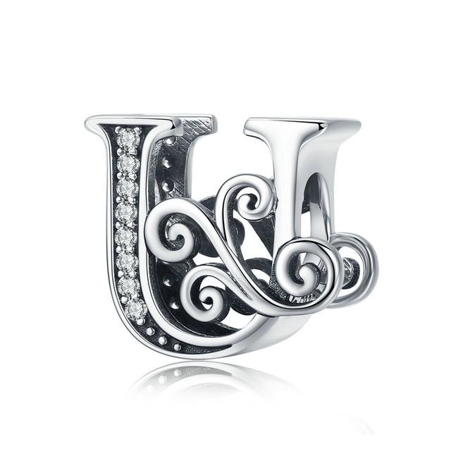 Sterling Silver Letter Alphabet A-Z Charm Name Bead Bracelets