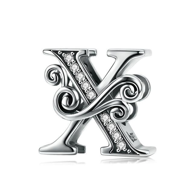 Sterling Silver Letter Alphabet A-Z Charm Name Bead Bracelets