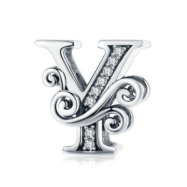 Sterling Silver Letter Alphabet A-Z Charm Name Bead Bracelets