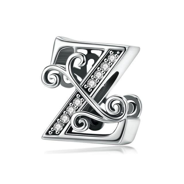 Sterling Silver Letter Alphabet A-Z Charm Name Bead Bracelets